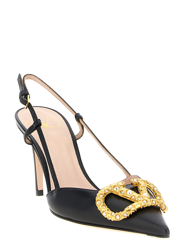 Valentino Garavani Slingback Valentino Garavani Vlogo Signature Pumps - Black | fd594436f4a415b2cdc717ab72169b6572dac5b4