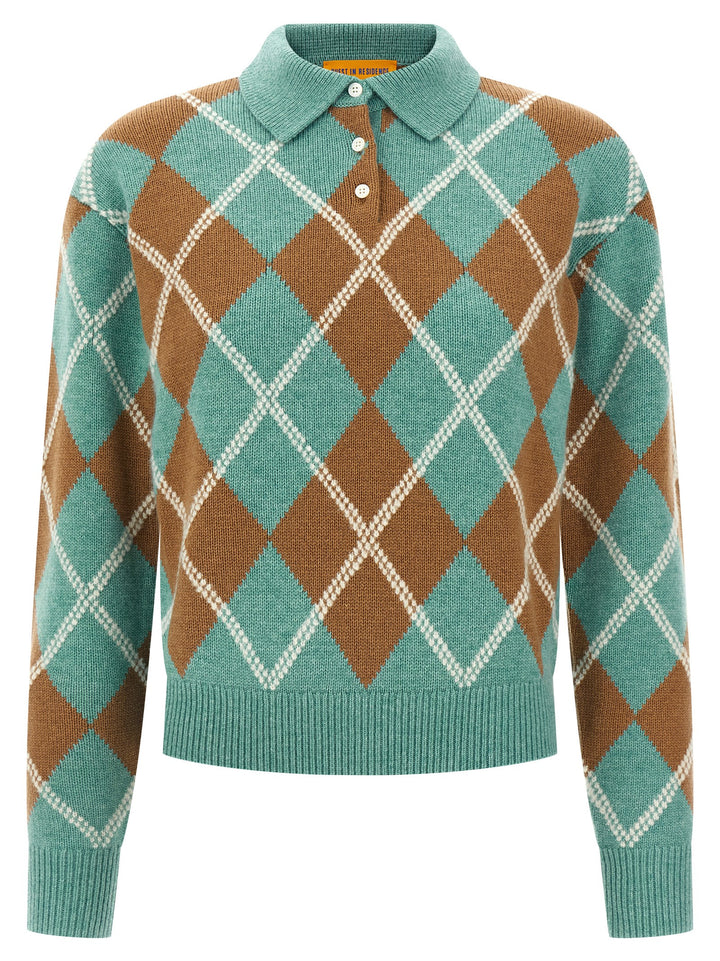 Guest In Residence Collegiate Argyle Polo - Light Blue | 778156b74dded36a2ac2b36e1364782bc5df16e3