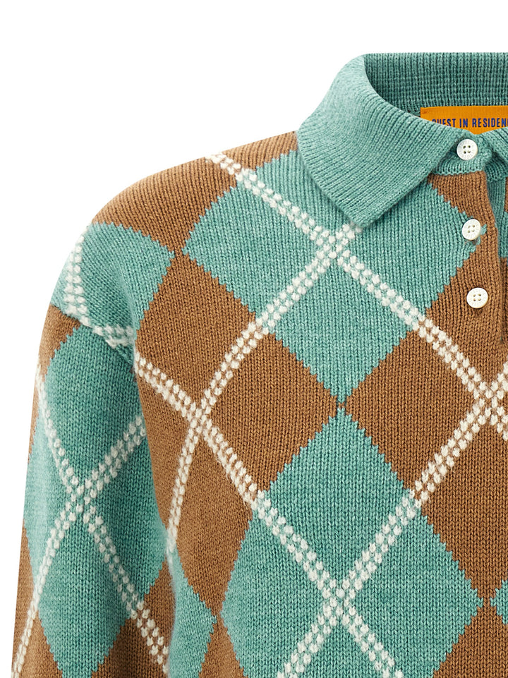 Guest In Residence Collegiate Argyle Polo - Light Blue | e1c169503983320a72a25f5b009c6b63c94a0000
