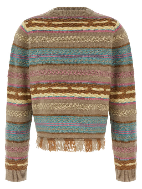Western Stripe Sweaters And Cardigans Multicolor