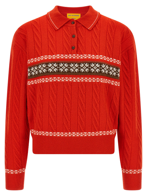 Cable Collegiate Polo Sweaters And Cardigans Red