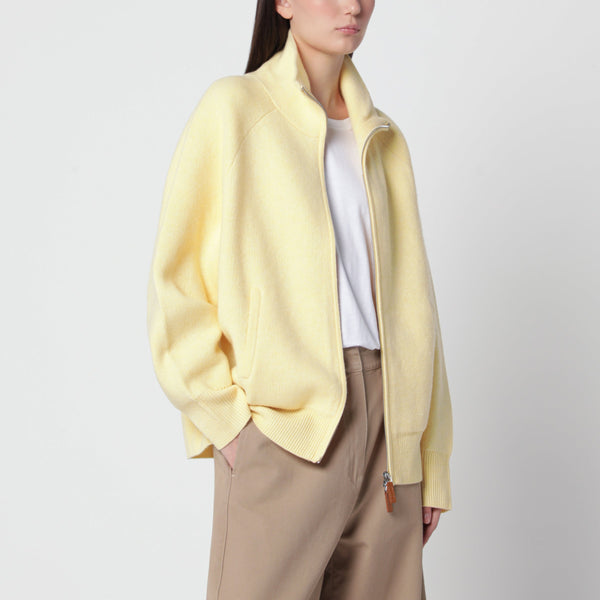 Zip-Up Cardigan In Butter Cashmere And Wool