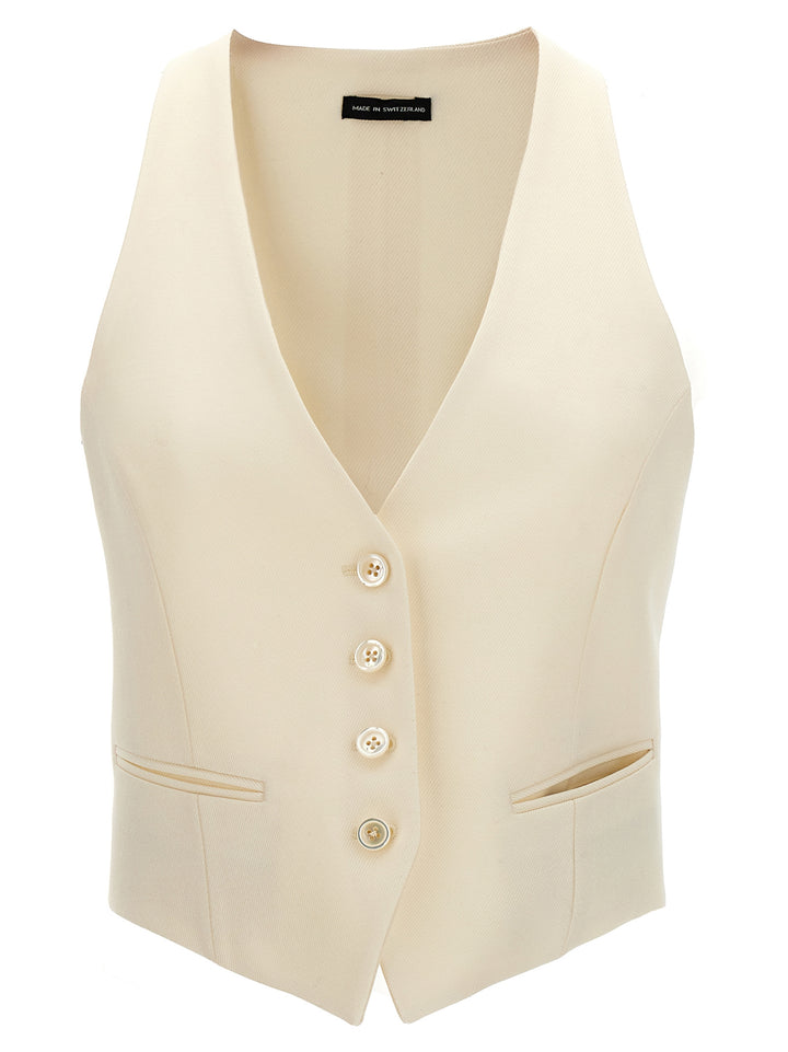 Single-Breasted Vest Gilet White