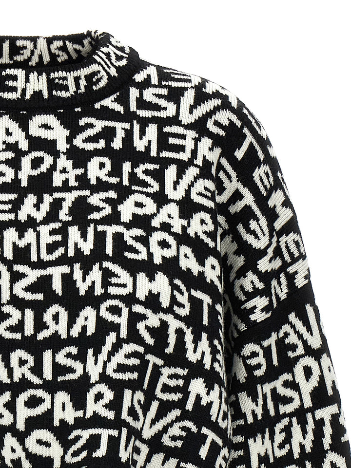 Vetements Paris Monogram Sweater, Cardigans White/Black