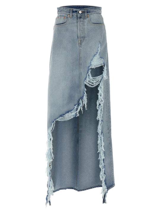 Destroyed Denim Maxi Skirt Skirts Blue