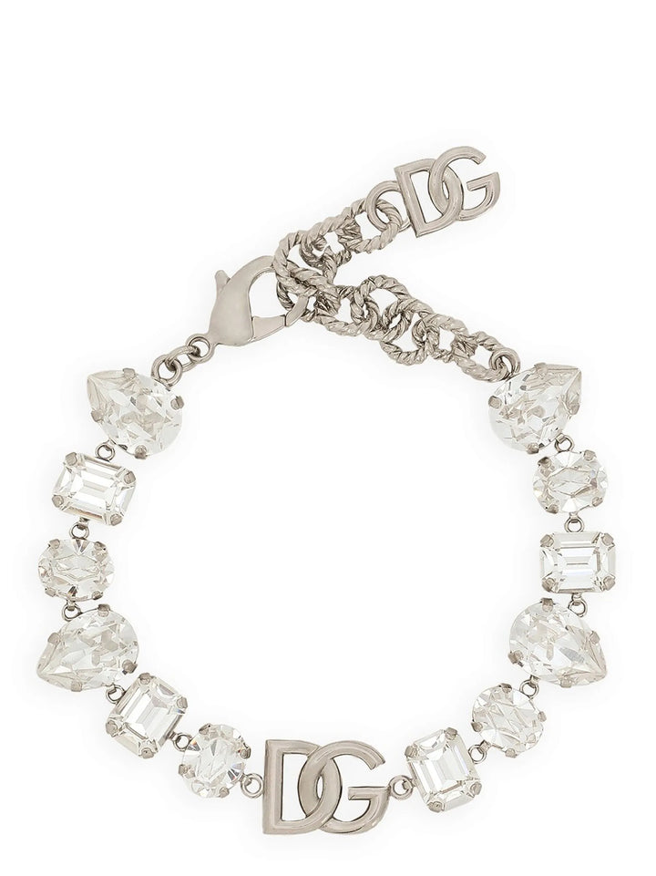Dolce & Gabbana Bracelet With Rhinestones And Logo Jewelry - Silver | b71d6f5a17343cb45cbbc549b128bca41b73ccd8