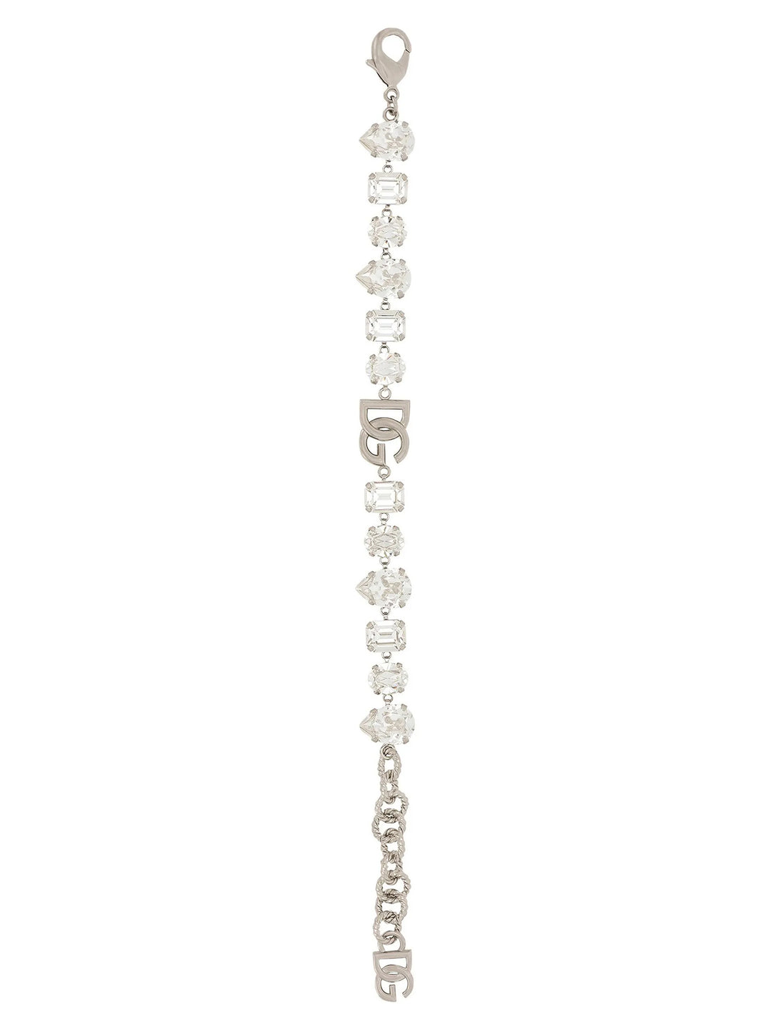 Dolce & Gabbana Bracelet With Rhinestones And Logo Jewelry - Silver | 01c3bfa6fc7257a53ae2b668fb924594a6497f6c