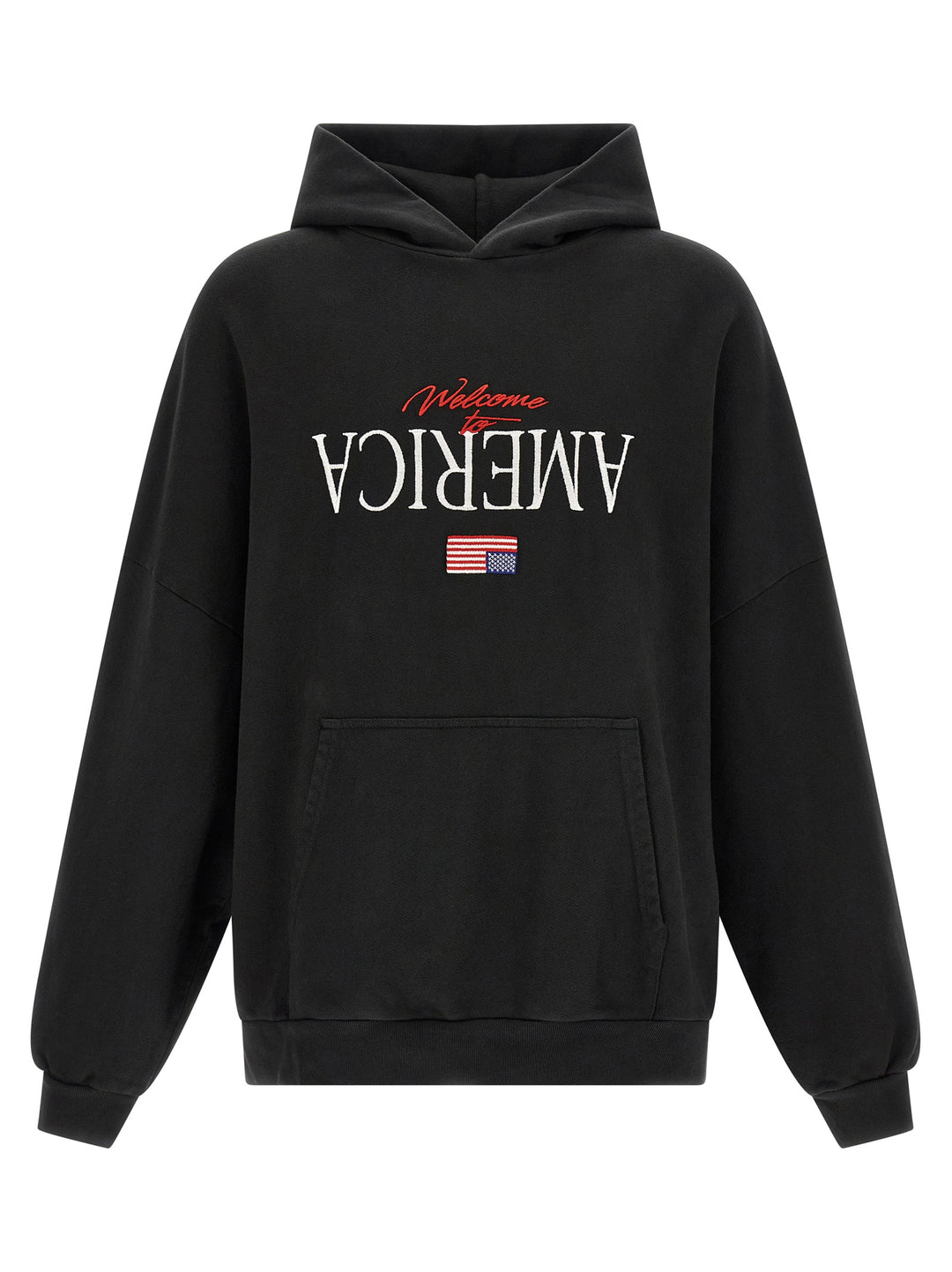 Willy Chavarria Welcome To America-Hooligan Sweatshirt - Black | 3b1bd590d84adbb0a6b8d14969d1974e000414ab