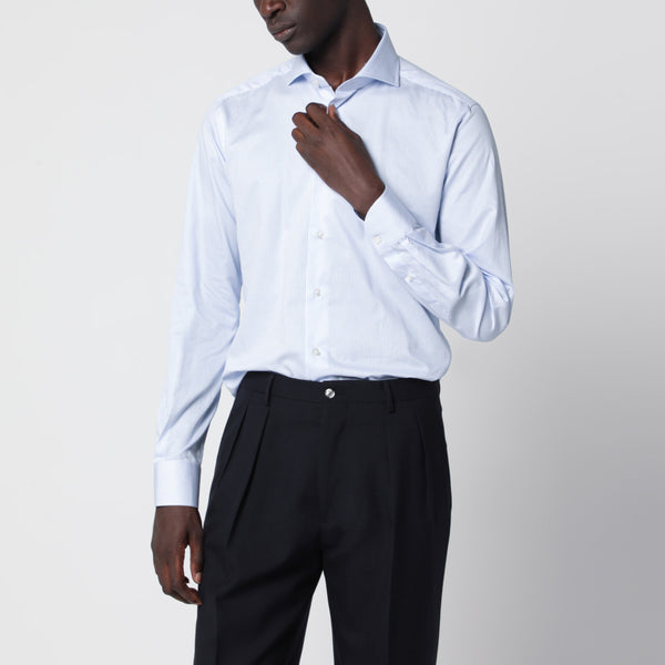 White Striped Travel Shirt In Tailor Fit