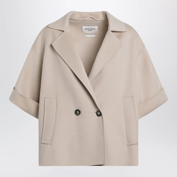 Short Wool Drap Coat In Sand