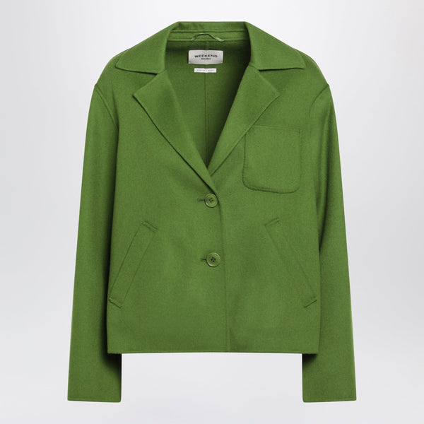 Green Cropped Jacket In Wool-Blend Cloth