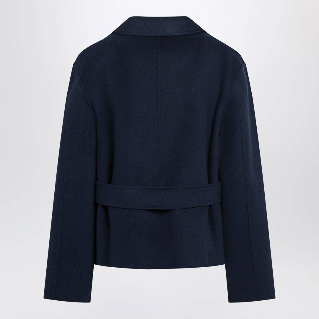 Weekend Max Mara Blue Cropped Jacket In Wool-Blend Cloth