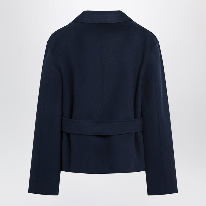 Weekend Max Mara Blue Cropped Jacket In Wool-Blend Cloth