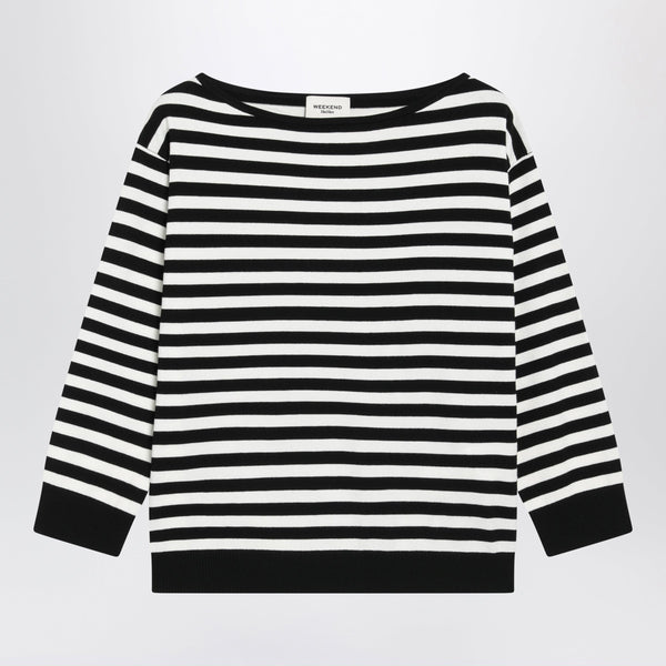 Ecru And Black Viscose Sweater