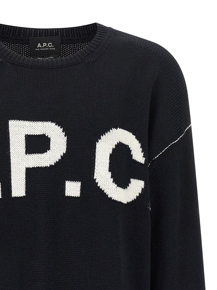 A.P.C. Logo Sweater Sweaters and Cardigans - Blue | 8434aa2bc320fc24f6813cedfaf8283f7643799f