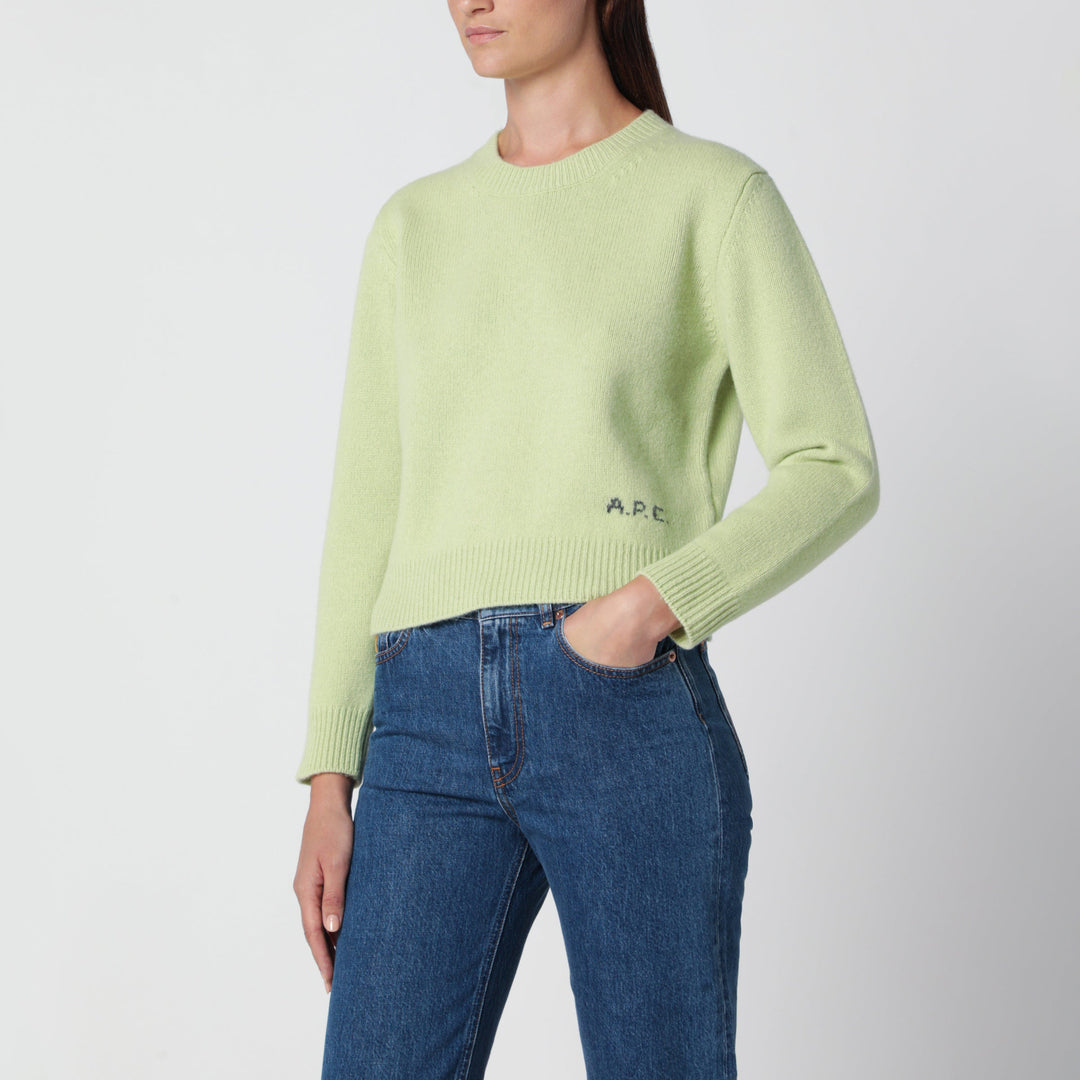 A.P.C. Crew-Neck Sweater Lime Green In Wool