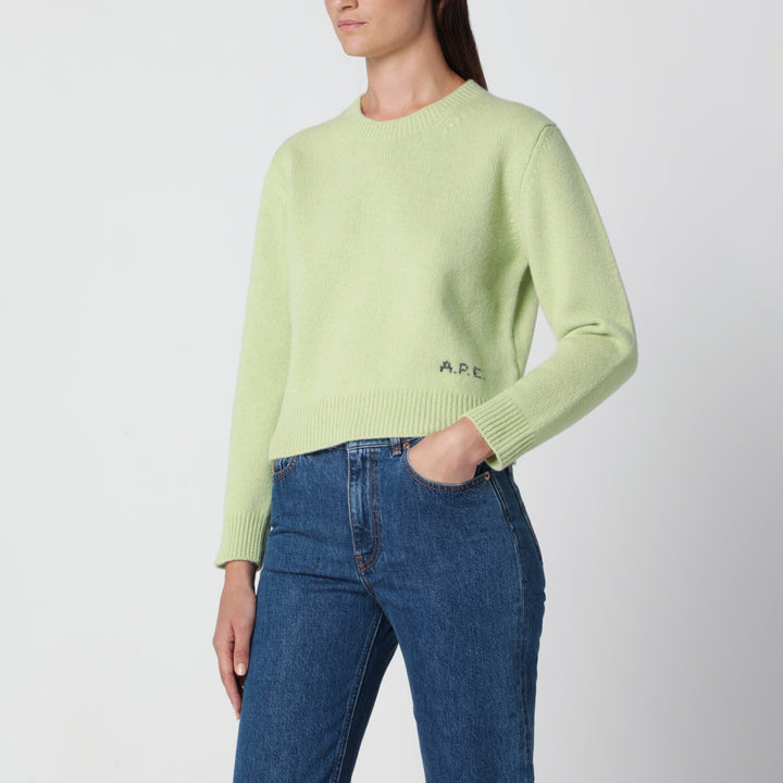 A.P.C. Crew-Neck Sweater Lime Green In Wool