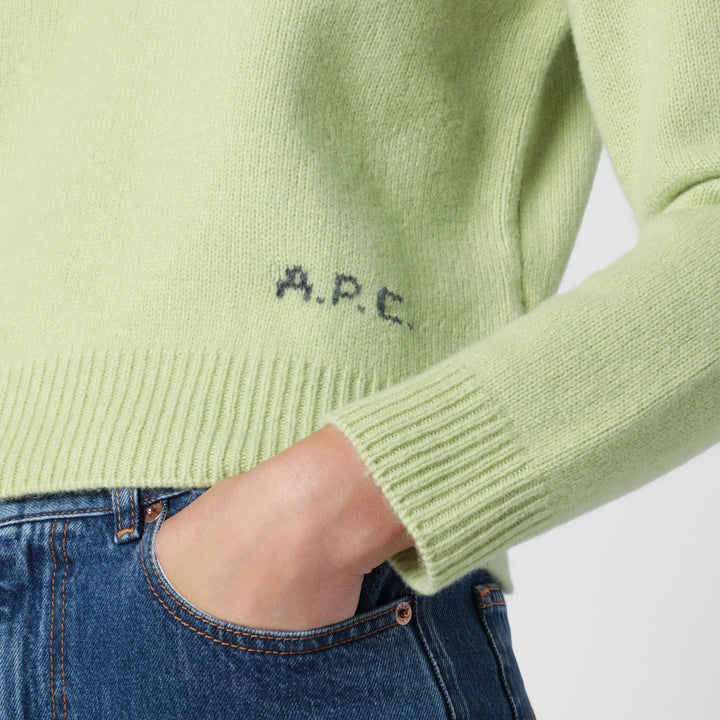 A.P.C. Crew-Neck Sweater Lime Green In Wool