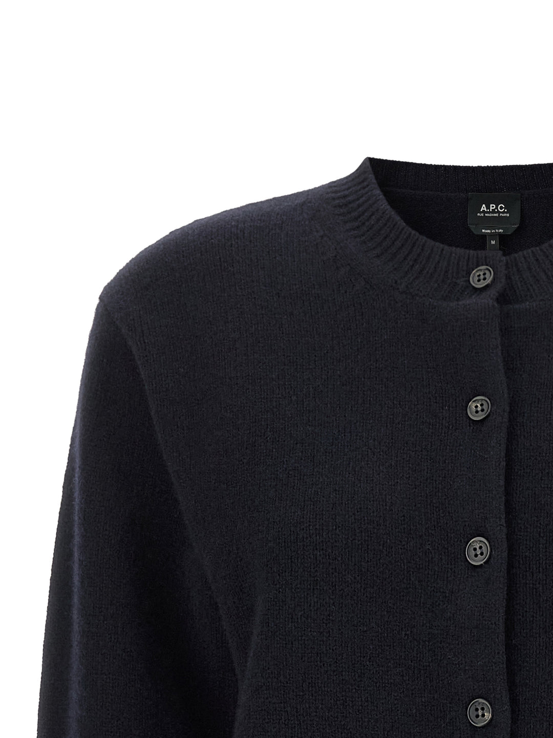 A.P.C. Lila' Wool Cardigan With Logo Intarsia Sweaters and Cardigans - Blue | 49efe0f6303487d2e7f49403525d27edf8fceaf1