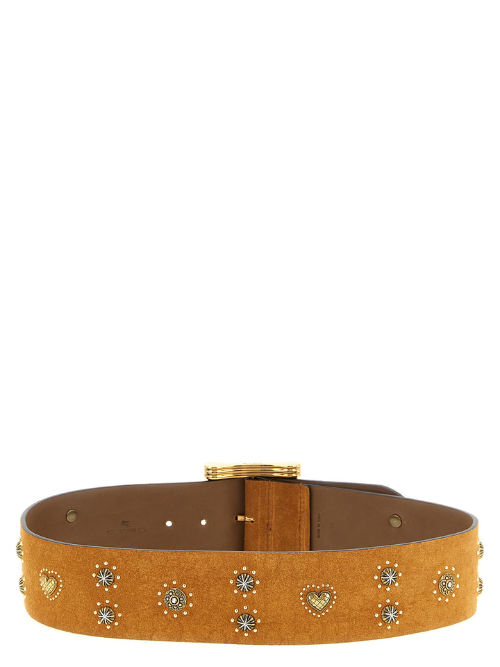Etro Suede Studded Belt Belts - Brown | 8d662dc2880e4c258575a27fe4fa319d31fcee1e