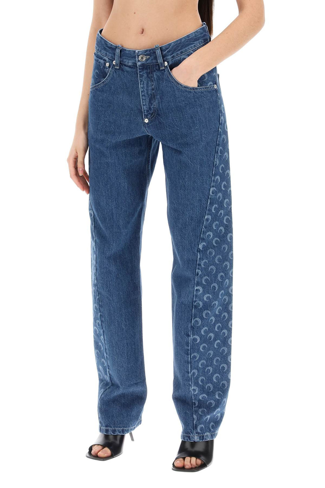 Jeans All Over Moon In Denim Rigenerato