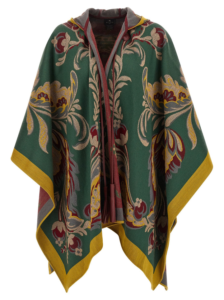 Etro Floral Paisley Cape Capes - Green | 5439c82a2ffa042a650231f0887da2e83d6a4642