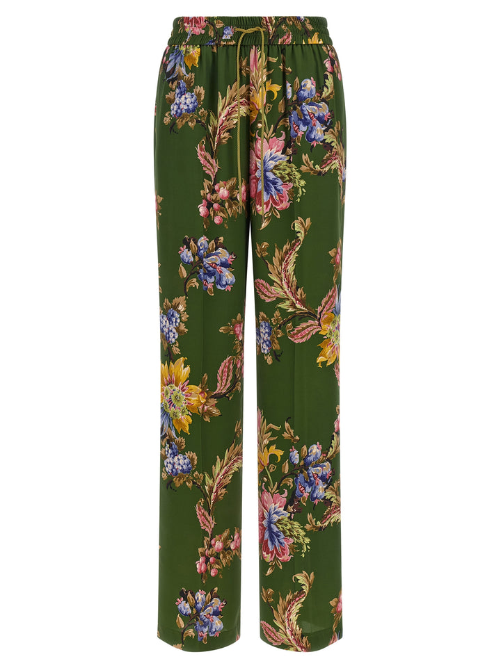 Etro Floral Print Trousers Pants - Green | 8f119487a3e970adad7cab1090346967ef6b9112