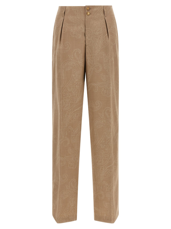 Paisley Jacquard Pants Beige