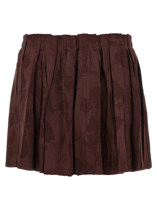 Jacquard Floral Patterned Skirt Skirts Bordeaux