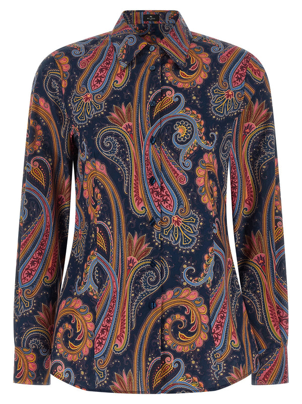 Floral Paisley Shirt Shirt And Blouse Blue