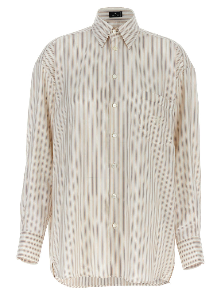 Logo Embroidery Striped Shirt Shirt, Blouse Multicolor