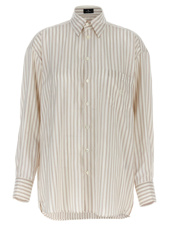 Logo Embroidery Striped Shirt Shirt And Blouse Multicolor