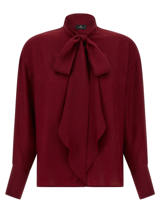 Jacquard Silk Blouse Shirt And Blouse Bordeaux