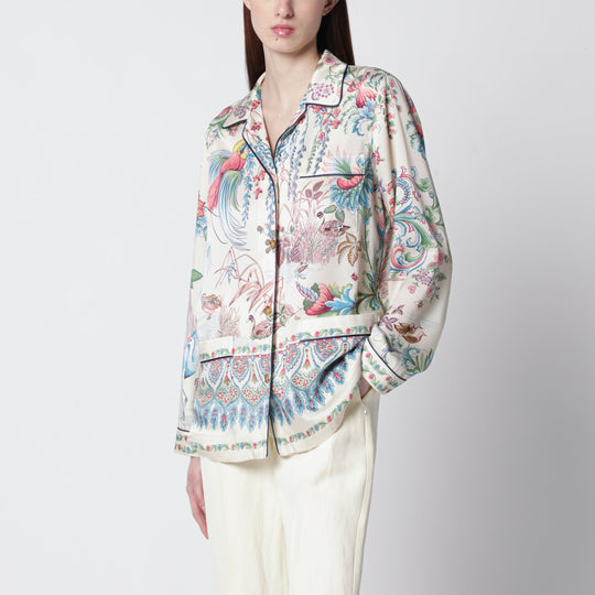 Floral Print Shirt In Fluid Twill