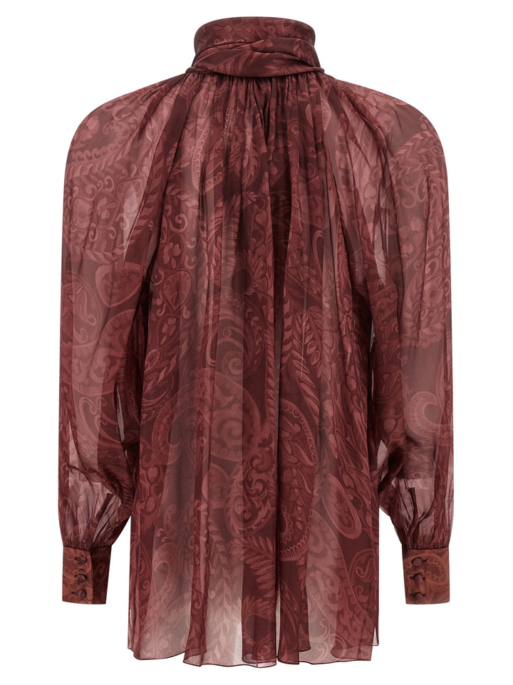 Etro Bow Blouse Shirt and Blouse - Bordeaux | eb9119e371810fd4b4dd29eede91c584b23bac27