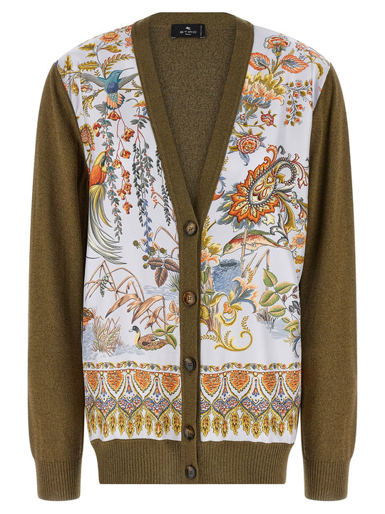 Paisley Silk Insert Cardigan Sweaters And Cardigans Green