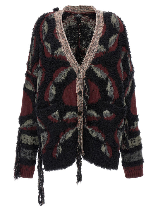 Fringed Oversized Cardigan Sweaters And Cardigans Multicolor