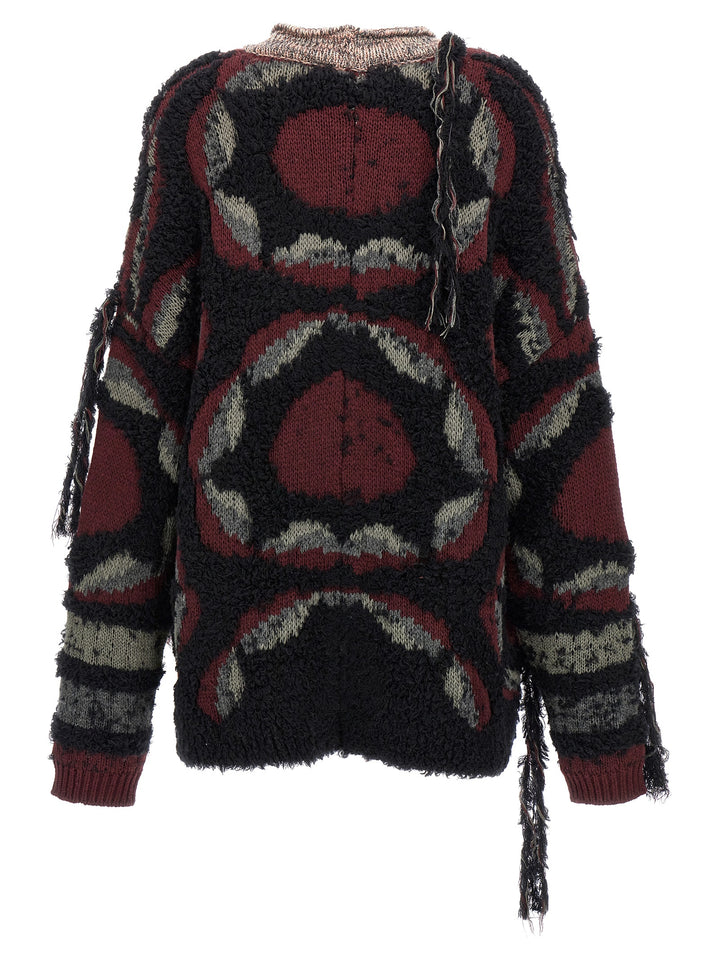 Fringed Oversized Cardigan Sweater, Cardigans Multicolor