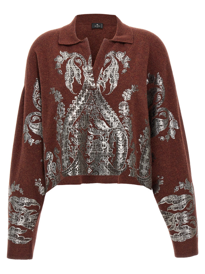 Printed Sweater Sweater, Cardigans Brown