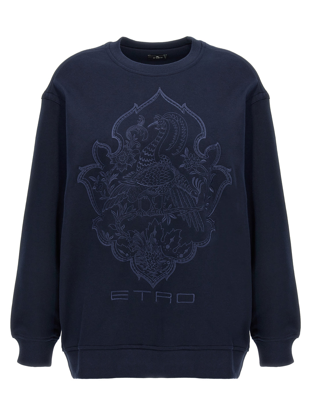 Floral Embroidery Sweatshirt Blue