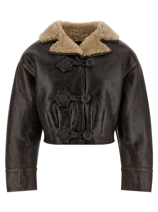 Wool Insert Sheepskin Jacket Fur Brown