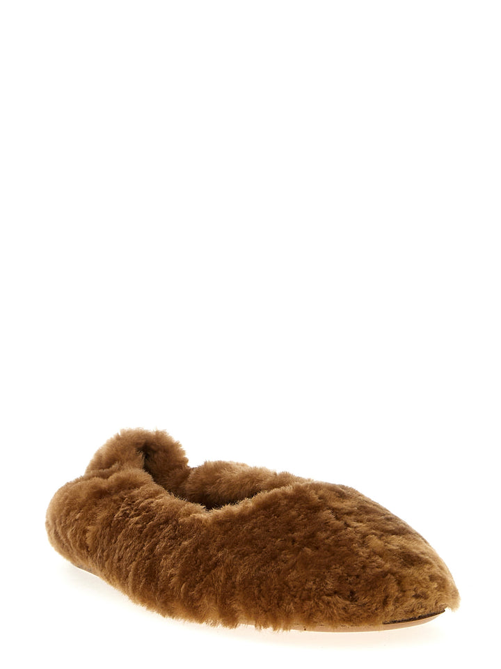 Fur Ballet Flats Flat Shoes Brown