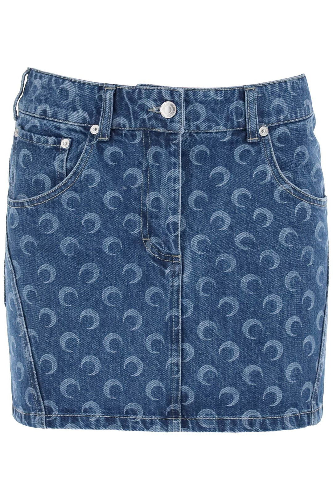 Minigonna All Over Moon In Denim Rigenerato