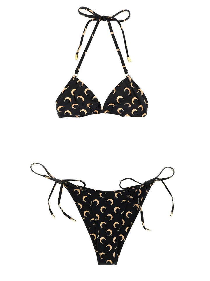Marine Serre Logo Print Bikini Beachwear - Black | 164d455e480bd82d6f1c512e463c156b045ad04f