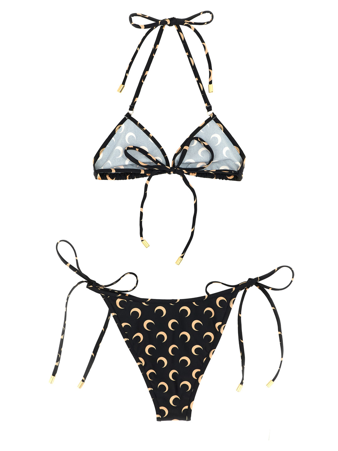 Marine Serre Logo Print Bikini Beachwear - Black | e62efaad5eb2399aaa51978a7135d6316f3c2e89