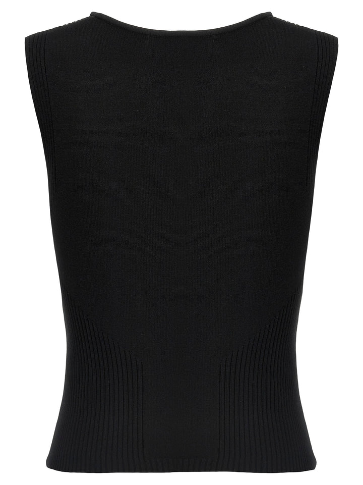 Marine Serre Moon Jewelry Knit Open Neck Tops - Black | 63a804a93c4488373fb8db5067e35855720bedca