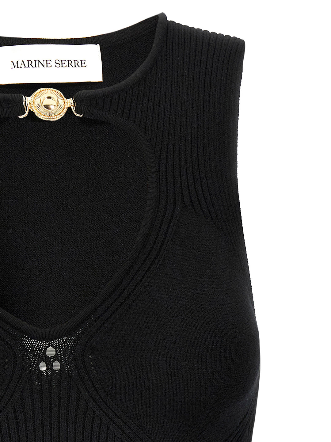 Marine Serre Moon Jewelry Knit Open Neck Tops - Black | eab535481aa4e3ee68923bdbc791d10a8d9c6d8d