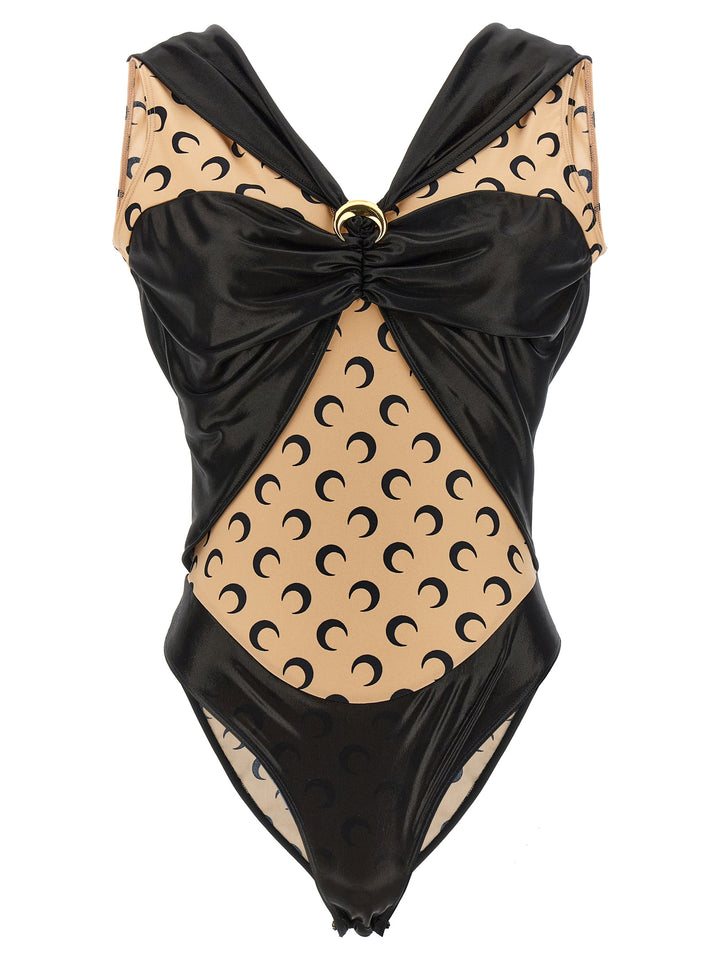 Marine Serre Logo Bodysuit Tops - Black | 4fe8d54a66ffe7b847a6ab1a6f9a26db27449802