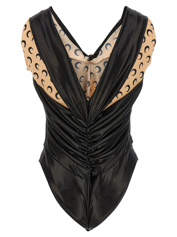 Marine Serre Logo Bodysuit Tops - Black | 19c906c4600d42633af10092d9155fccc33f81c9