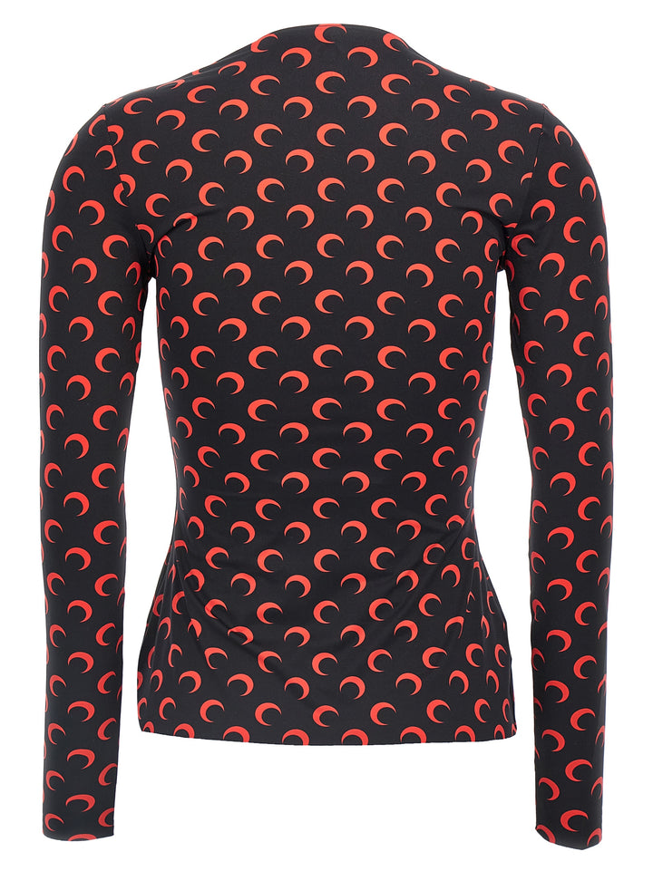 Moon Printed Jersey Tops Black